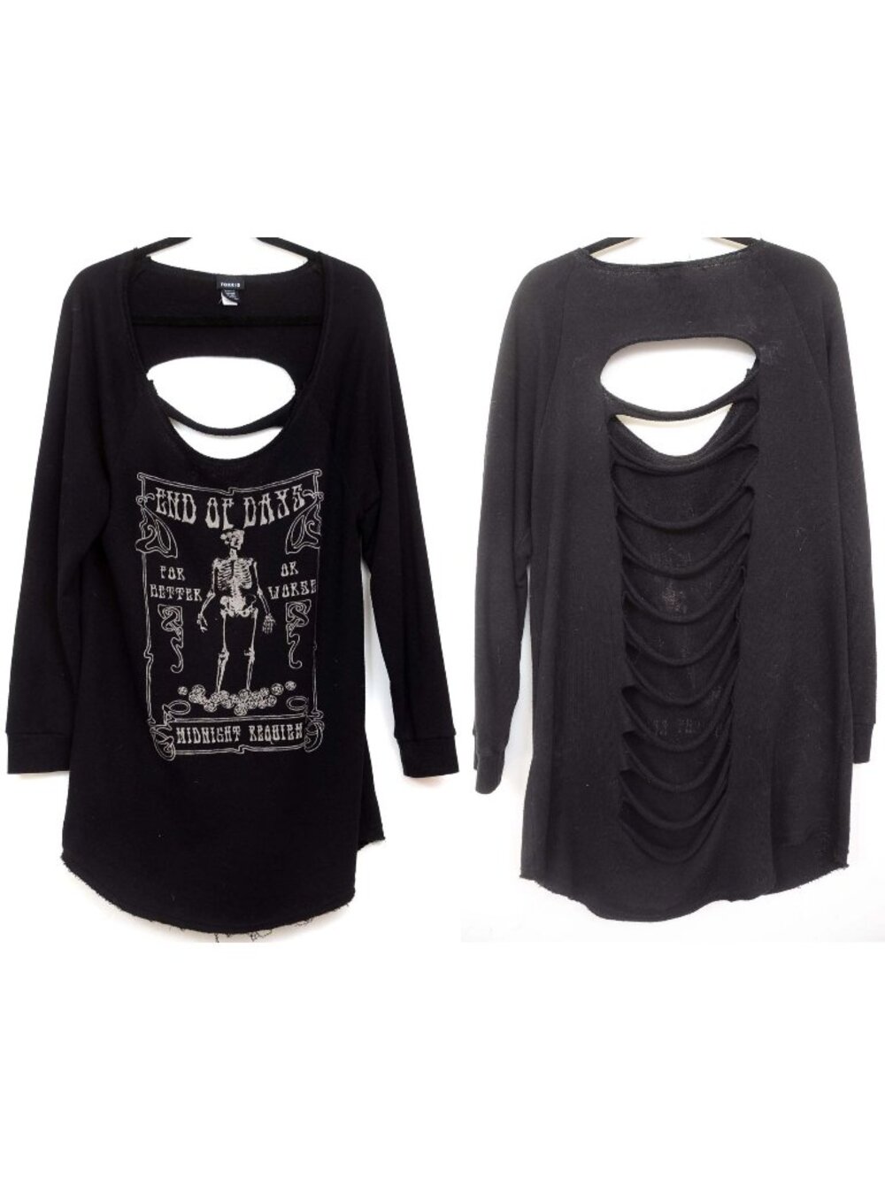 Torrid Size 2X Shredded Back 'End of Days' Skeleton Long Sleeve Tunic Dress